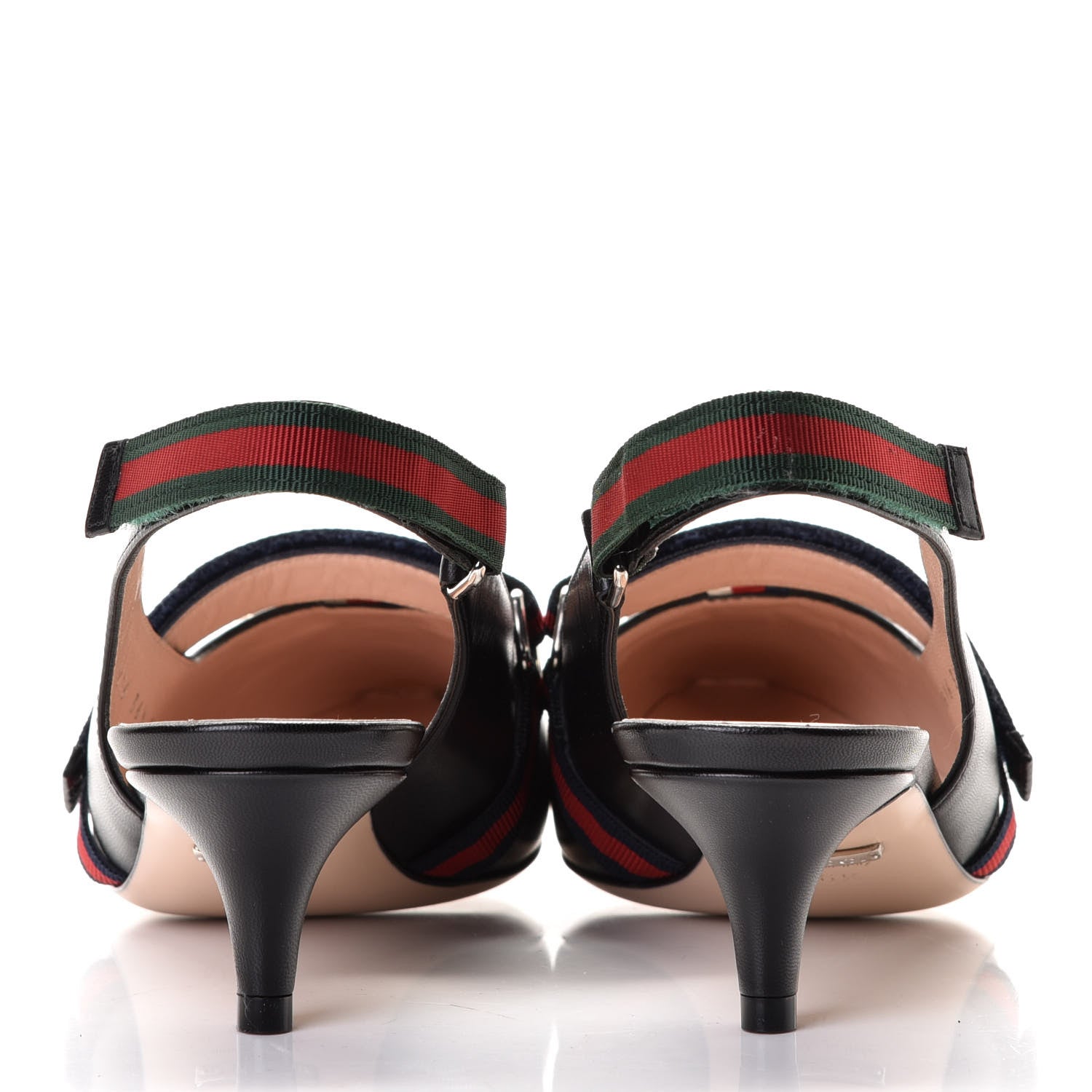 Gucci Malaga Kid Web Horsebit Low Heel Slingback Pumps 36.5 Black 4 of 8