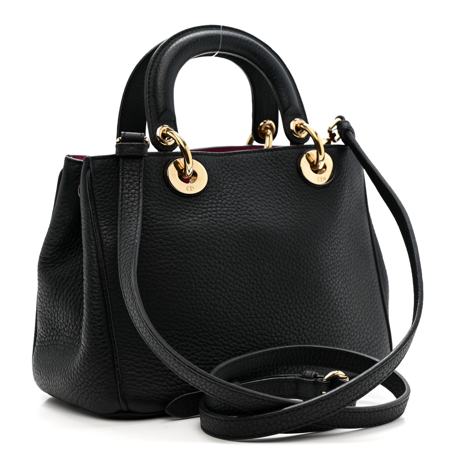 Christian Dior Bullcalf Small Diorissimo Tote Black Rose Indien 3 of 12