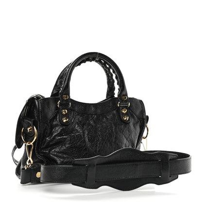 Balenciaga Agneau Classic Gold Hardware Mini City Black 2 of 9
