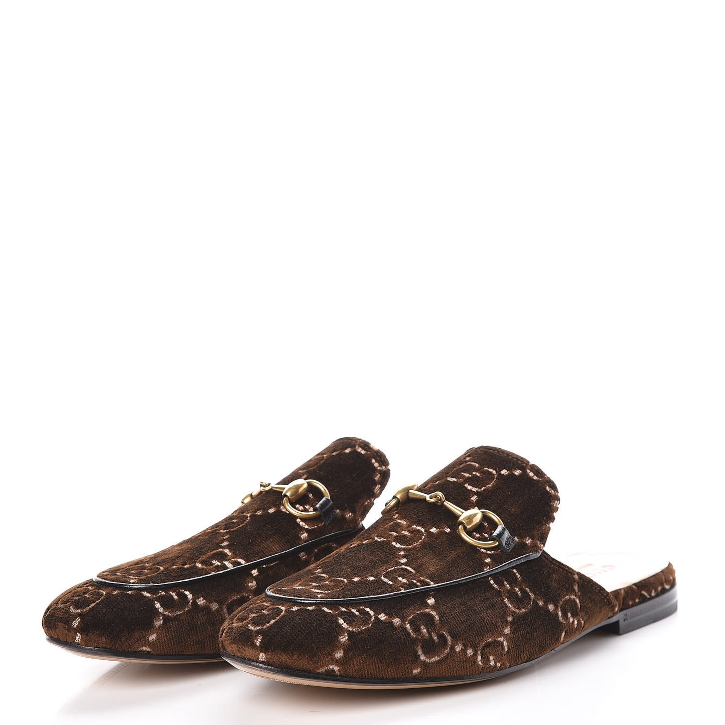 Velvet GG Monogram Mens Princetown Slippers 7 Brown