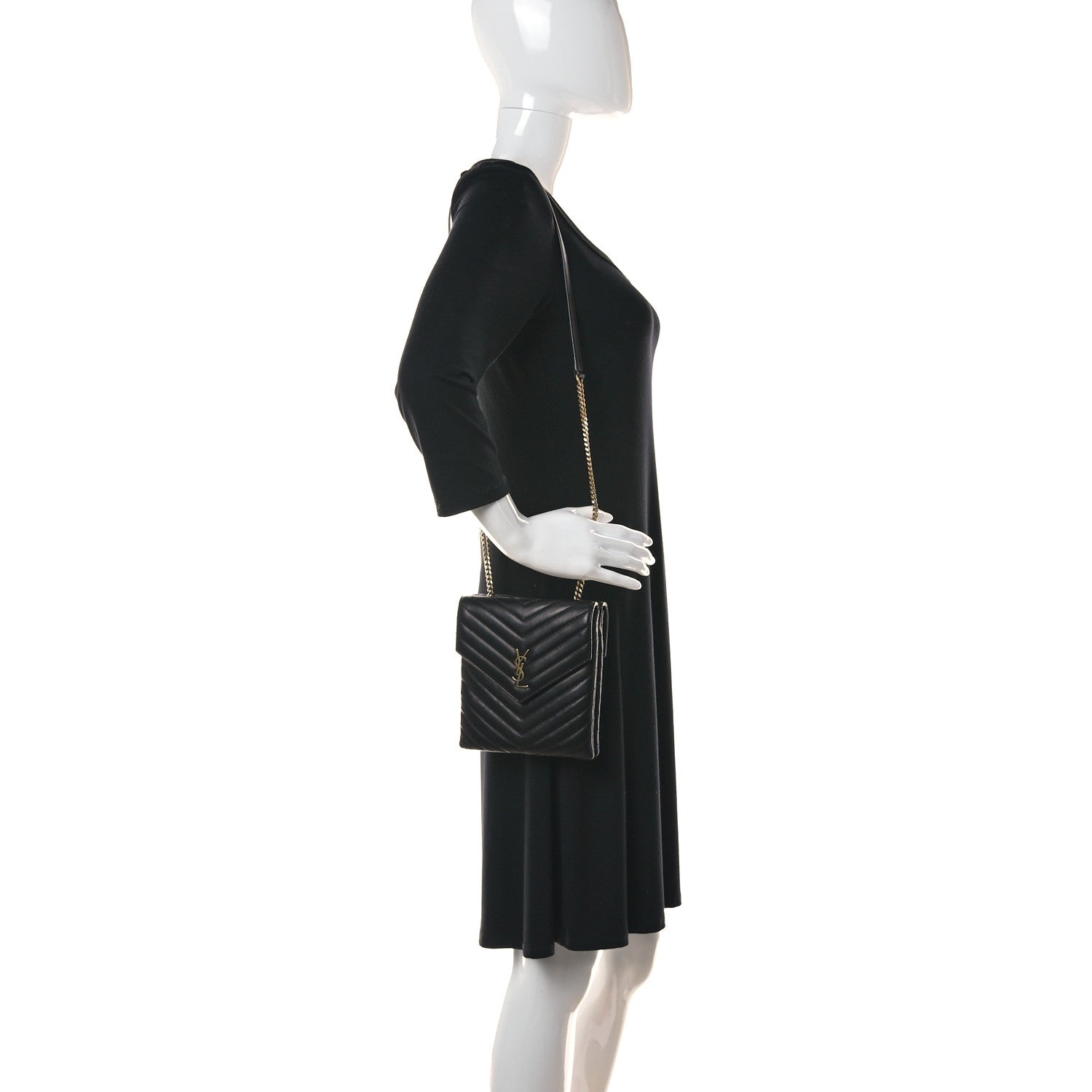 Saint Laurent Lambskin Quilted Double Flap Bag Black 2 of 8