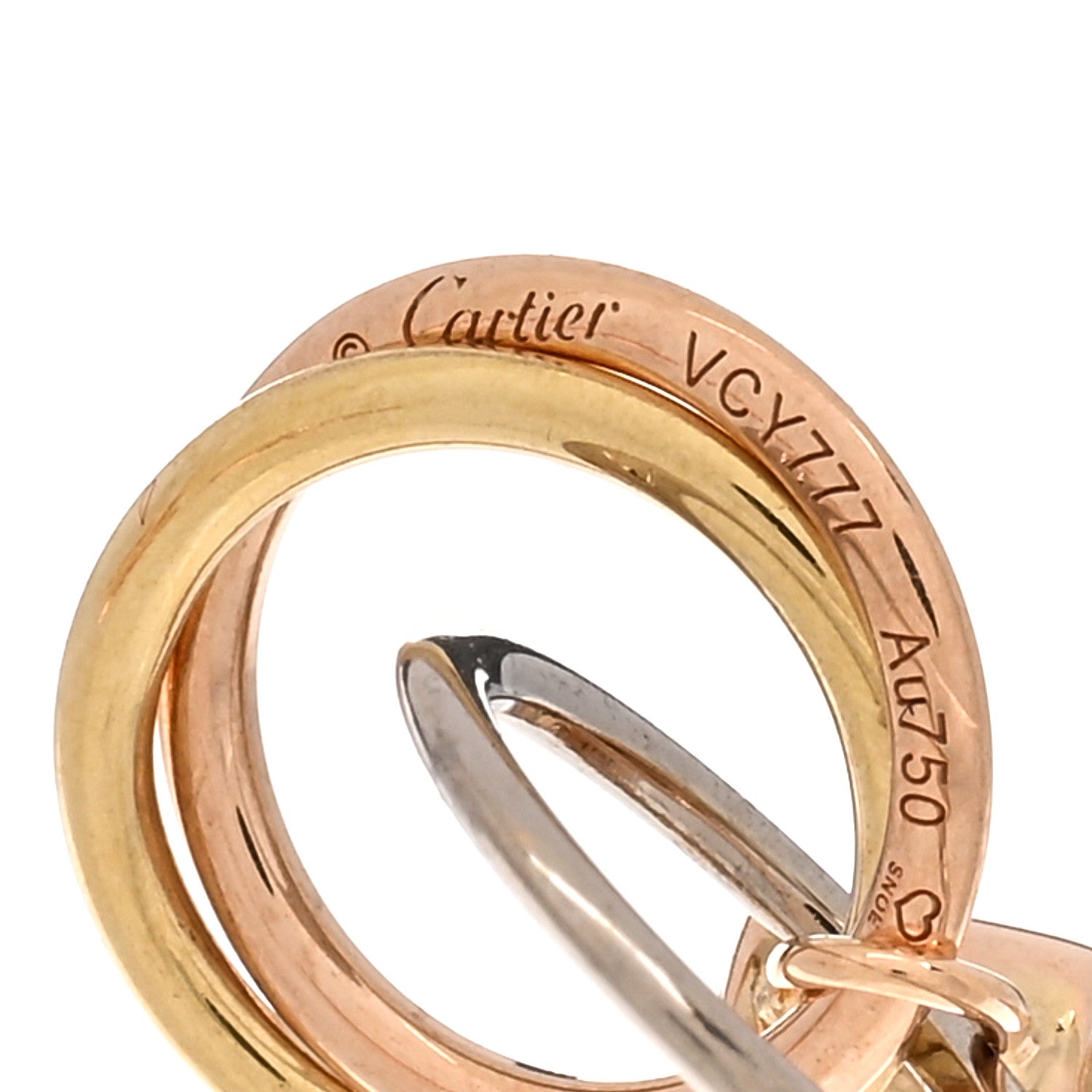 Cartier 18K Pink Yellow White Gold Diamond Trinity Drop Earrings 4 of 5