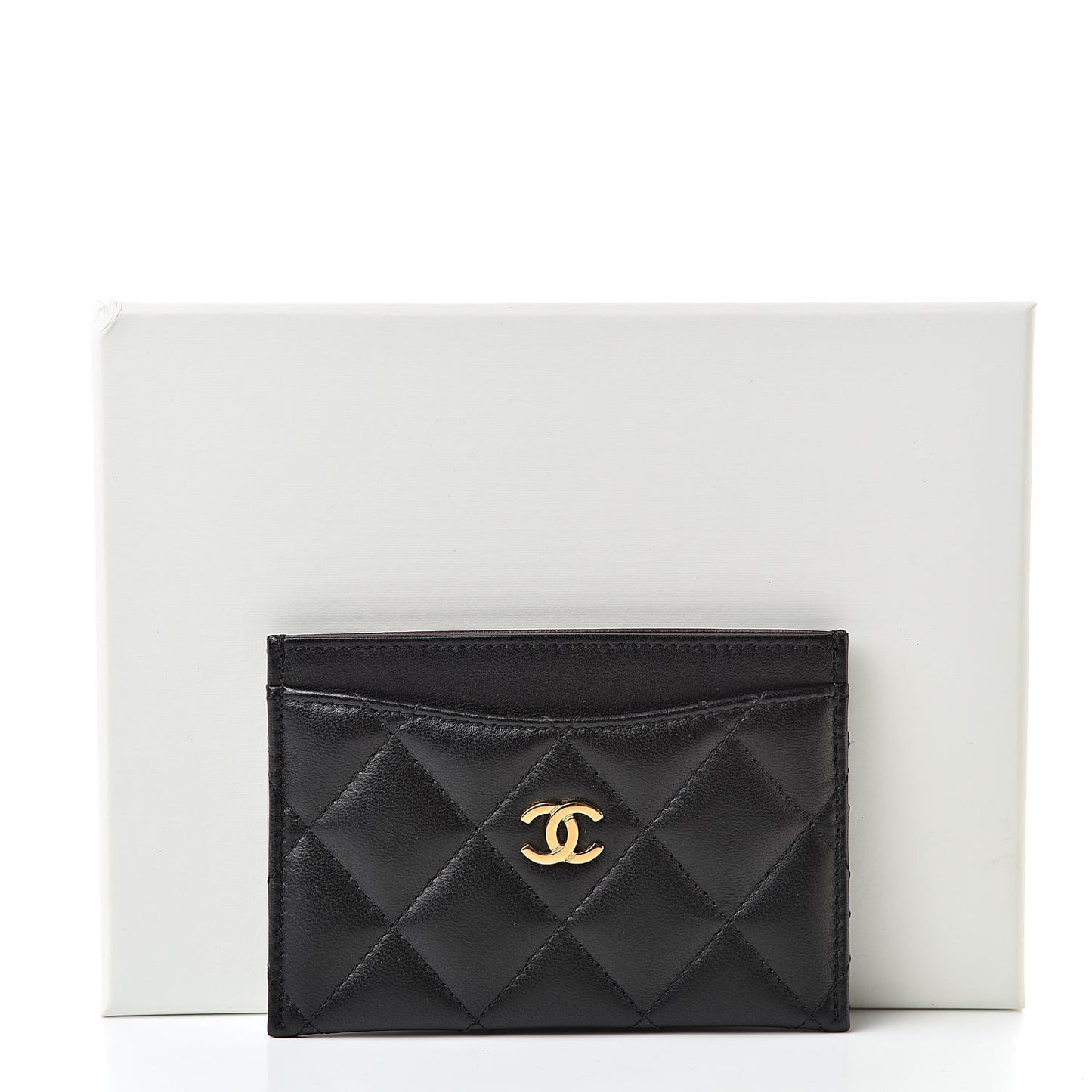 Lambskin Quilted Card Holder Black