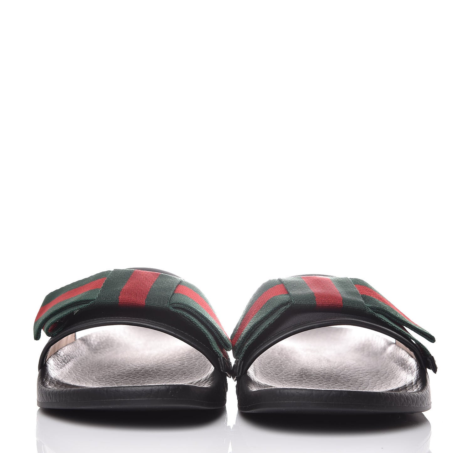 Satin Web Bow Slide Sandals 39 Black
