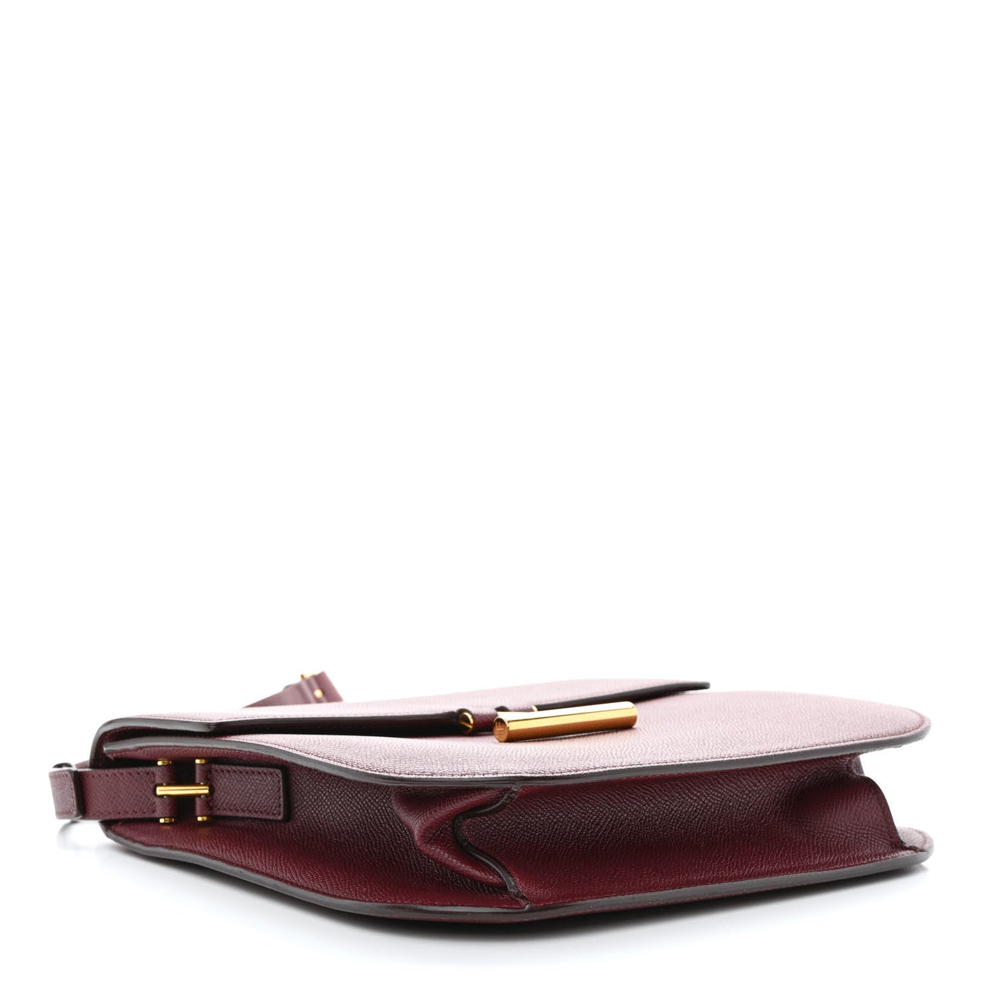 Grained Calfskin Large T Clasp Tara Crossbody Bag Cabernet