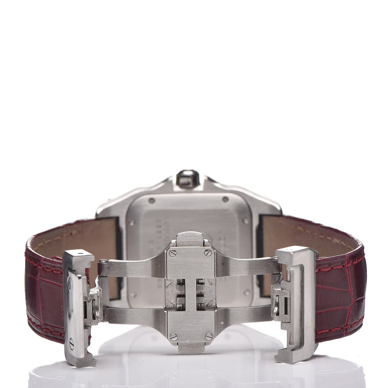 Cartier Stainless Steel Alligator 33mm Santos 100 Automatic Watch Red 10 of 10