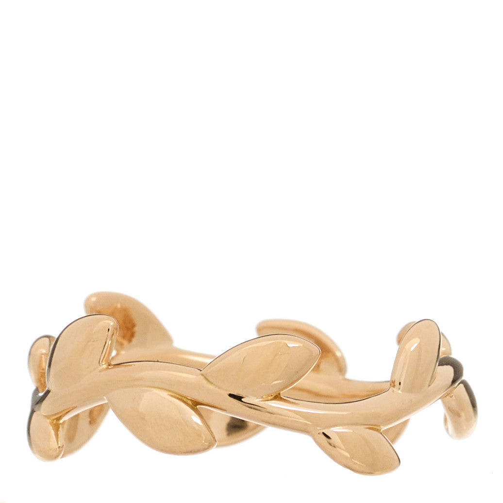 18K Rose Gold Narrow Paloma Picasso Olive Leaf Band Ring 51 5.75