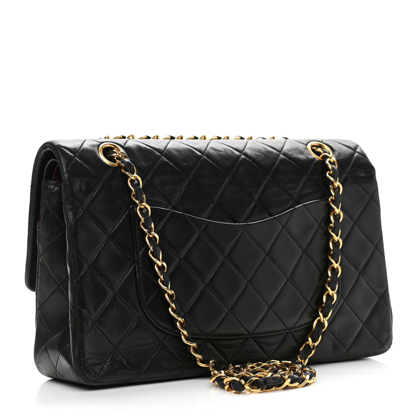 Lambskin Quilted Medium Double Flap Black