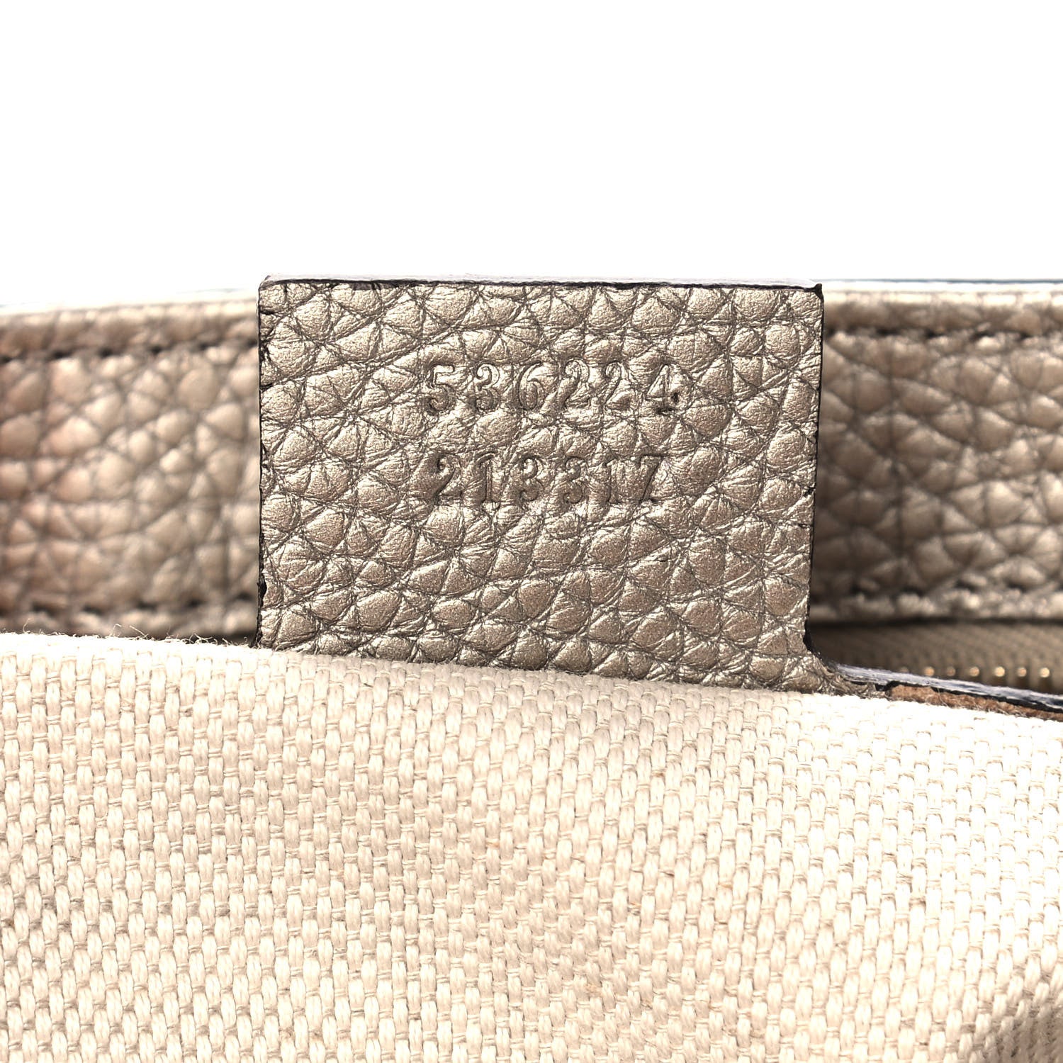 Gucci Metallic Pebbled Calfskin Medium Soho Flap Crossbody Golden Beige 7 of 11