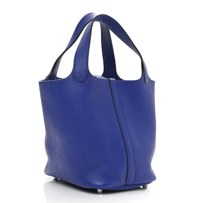 Hermes Taurillon Clemence Picotin Lock 18 PM Bleu Electrique 3 of 12