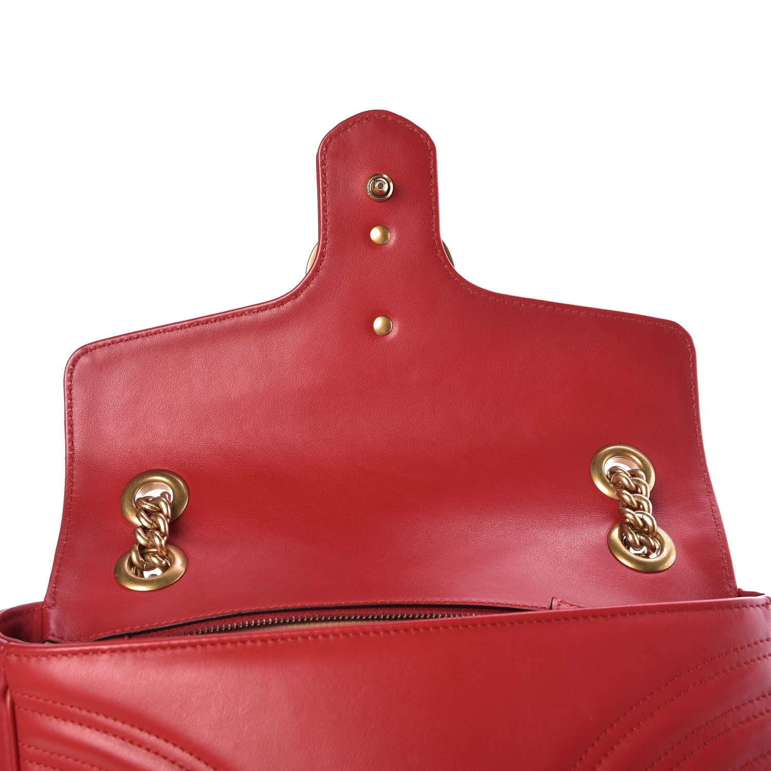 Gucci Calfskin Matelasse Small GG Marmont Shoulder Bag Hibiscus Red 10 of 11