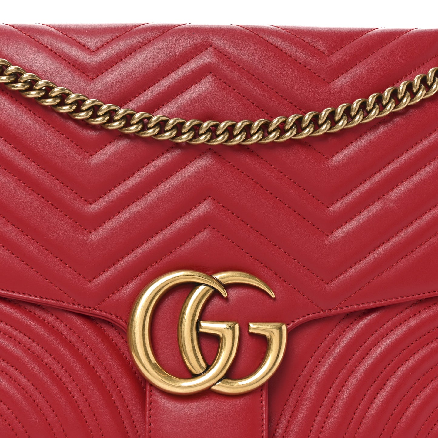 Calfskin Matelasse Large GG Marmont Shoulder Bag Hibiscus Red