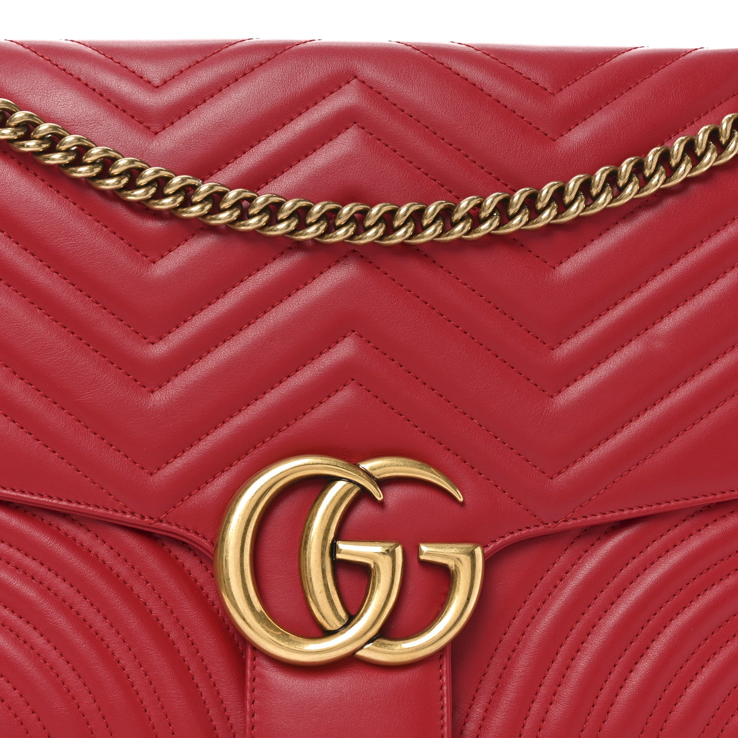 Gucci Calfskin Matelasse Large GG Marmont Shoulder Bag Hibiscus Red 8 of 11