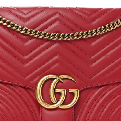 Gucci Calfskin Matelasse Large GG Marmont Shoulder Bag Hibiscus Red 8 of 11