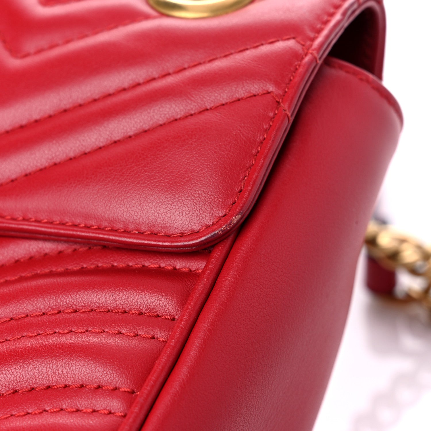 Gucci Calfskin Matelasse Small GG Marmont Shoulder Bag Hibiscus Red 16 of 17