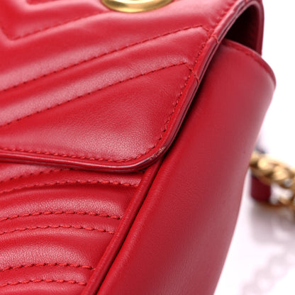 Gucci Calfskin Matelasse Small GG Marmont Shoulder Bag Hibiscus Red 16 of 17