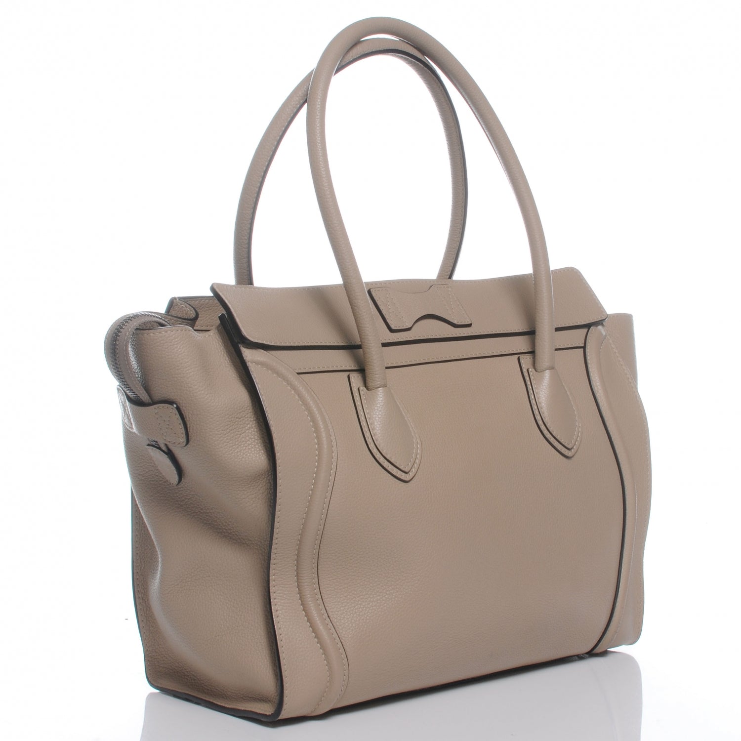 Celine Drummed Leather Shoulder Luggage Dune 4 of 8