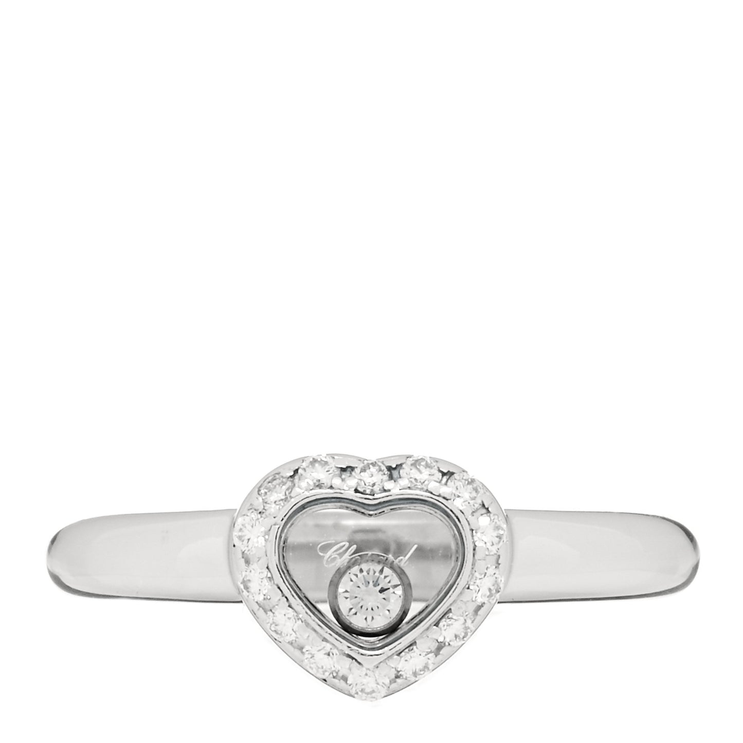 18K White Gold Diamond Happy Diamonds Heart Ring 50 5.25