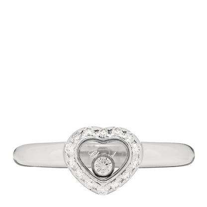 Chopard 18K White Gold Diamond Happy Diamonds Heart Ring 50 5.25 1 of 4