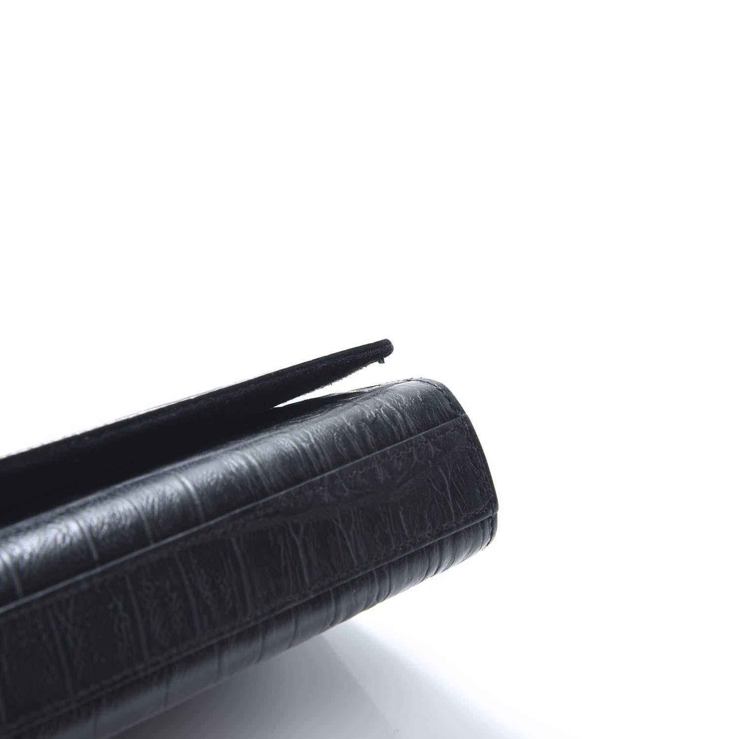 Saint Laurent Calfskin Crocodile Embossed Classic Monogram Tassel Clutch Black 11 of 11