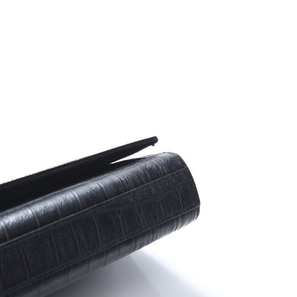 Saint Laurent Calfskin Crocodile Embossed Classic Monogram Tassel Clutch Black 11 of 11