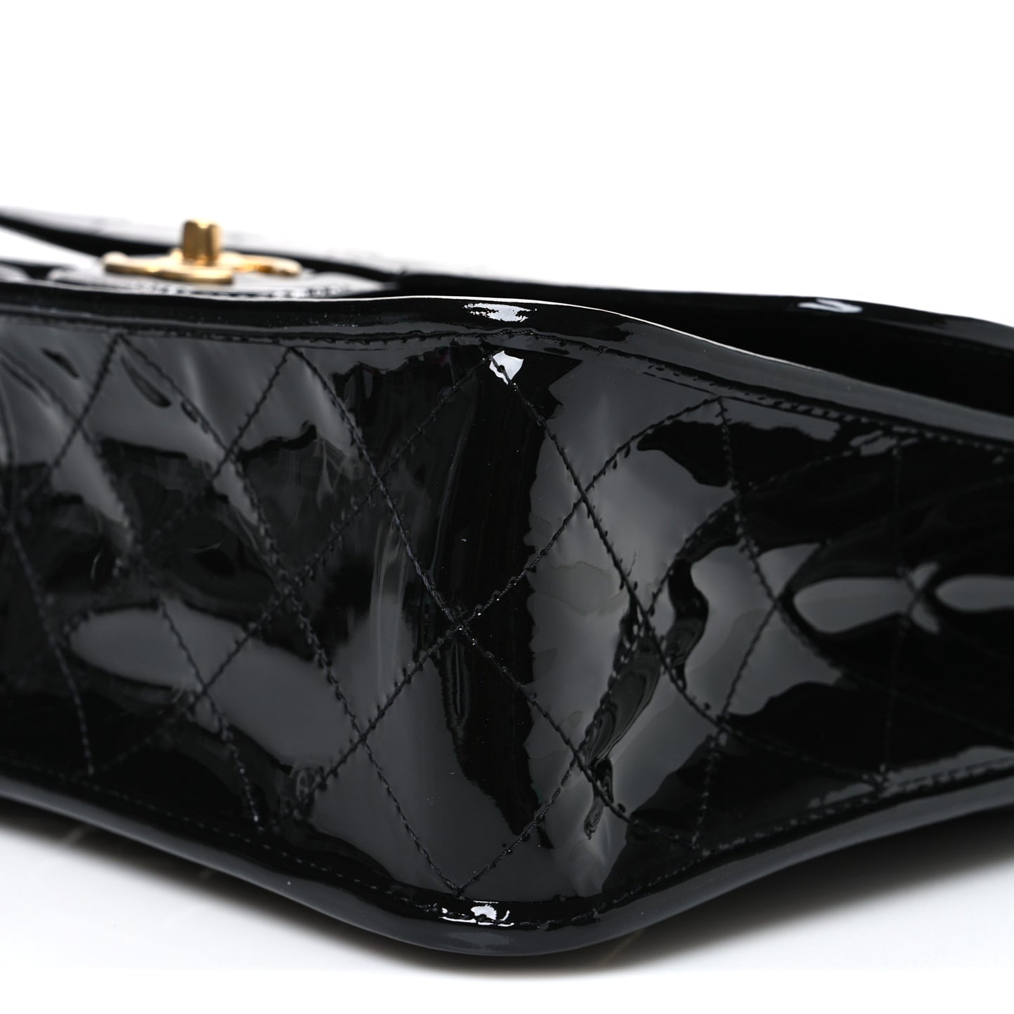 Patent Quilted Large School Memory Top Handle Flap Black Black