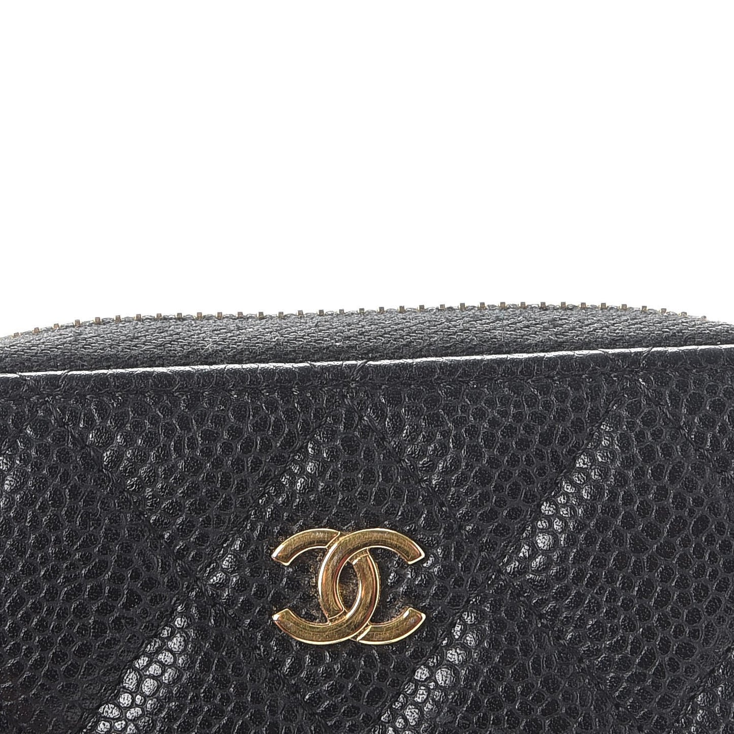 Caviar Quilted Zip Coin Purse Black
