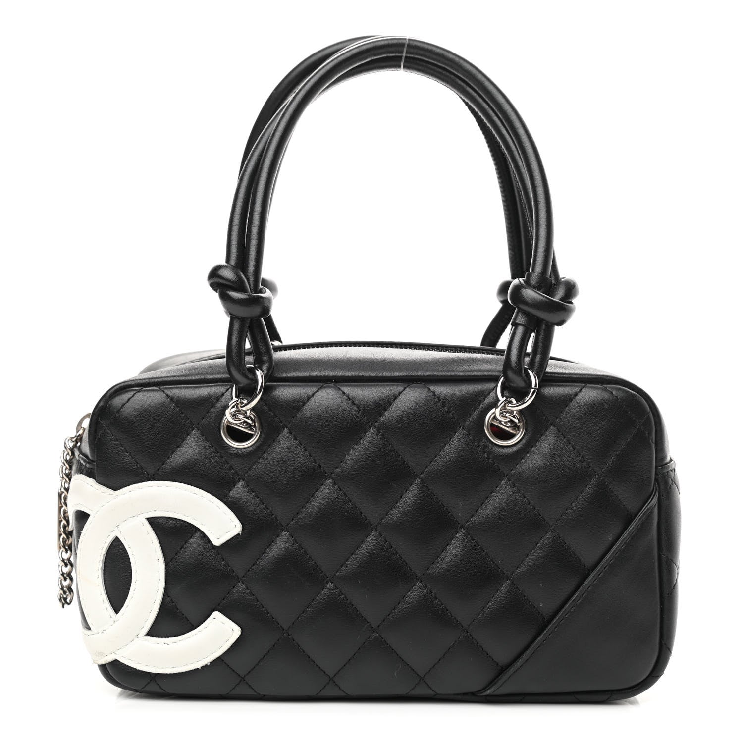 Chanel Calfskin Quilted Small Cambon Bowler Black White 1 of 9