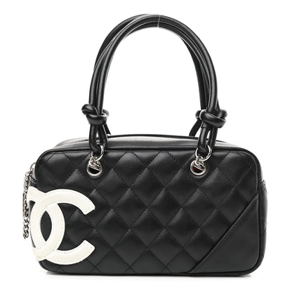 Chanel Calfskin Quilted Small Cambon Bowler Black White 1 of 9
