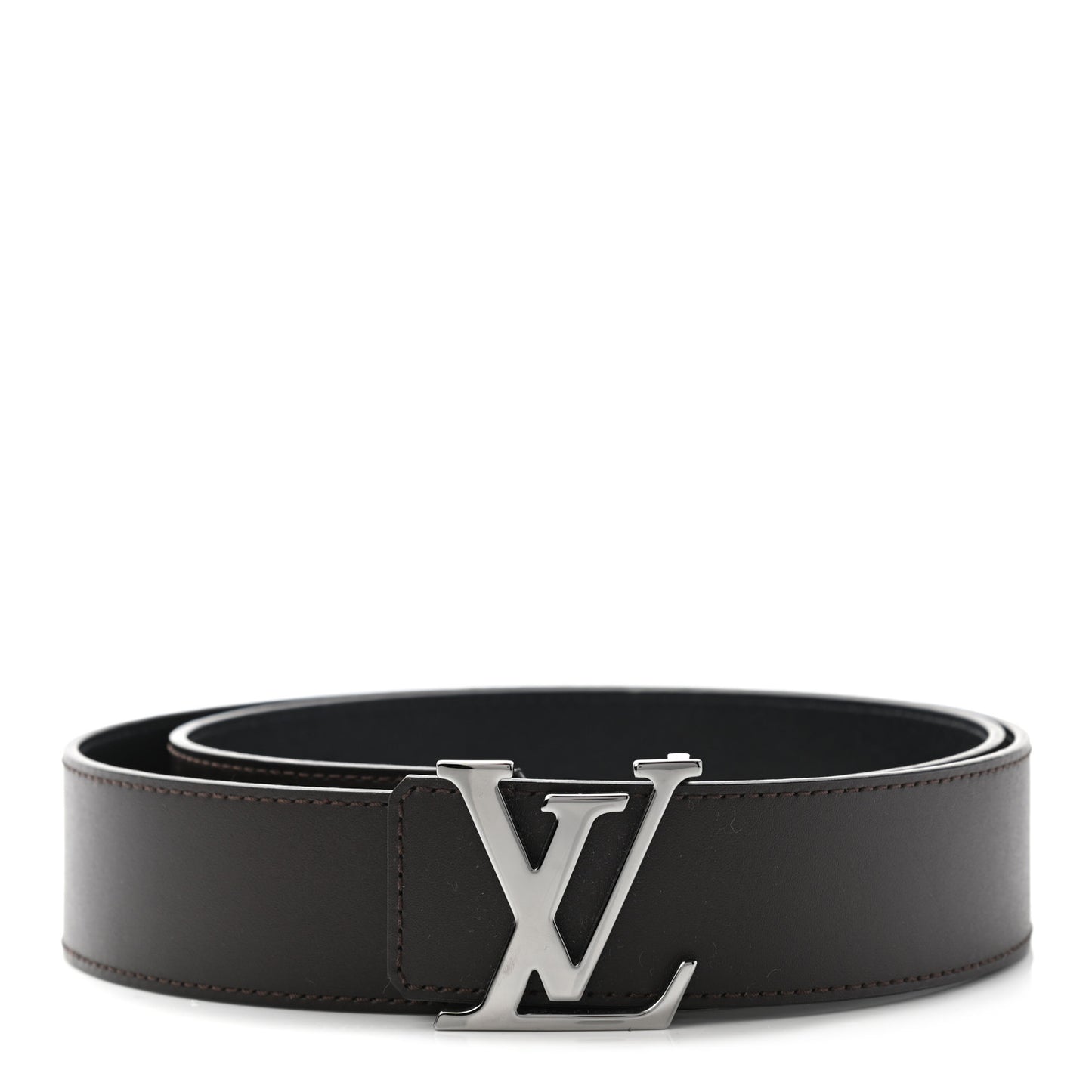 Calfskin 40mm LV Initiales Reversible Belt 90 36 Dark Brown Black