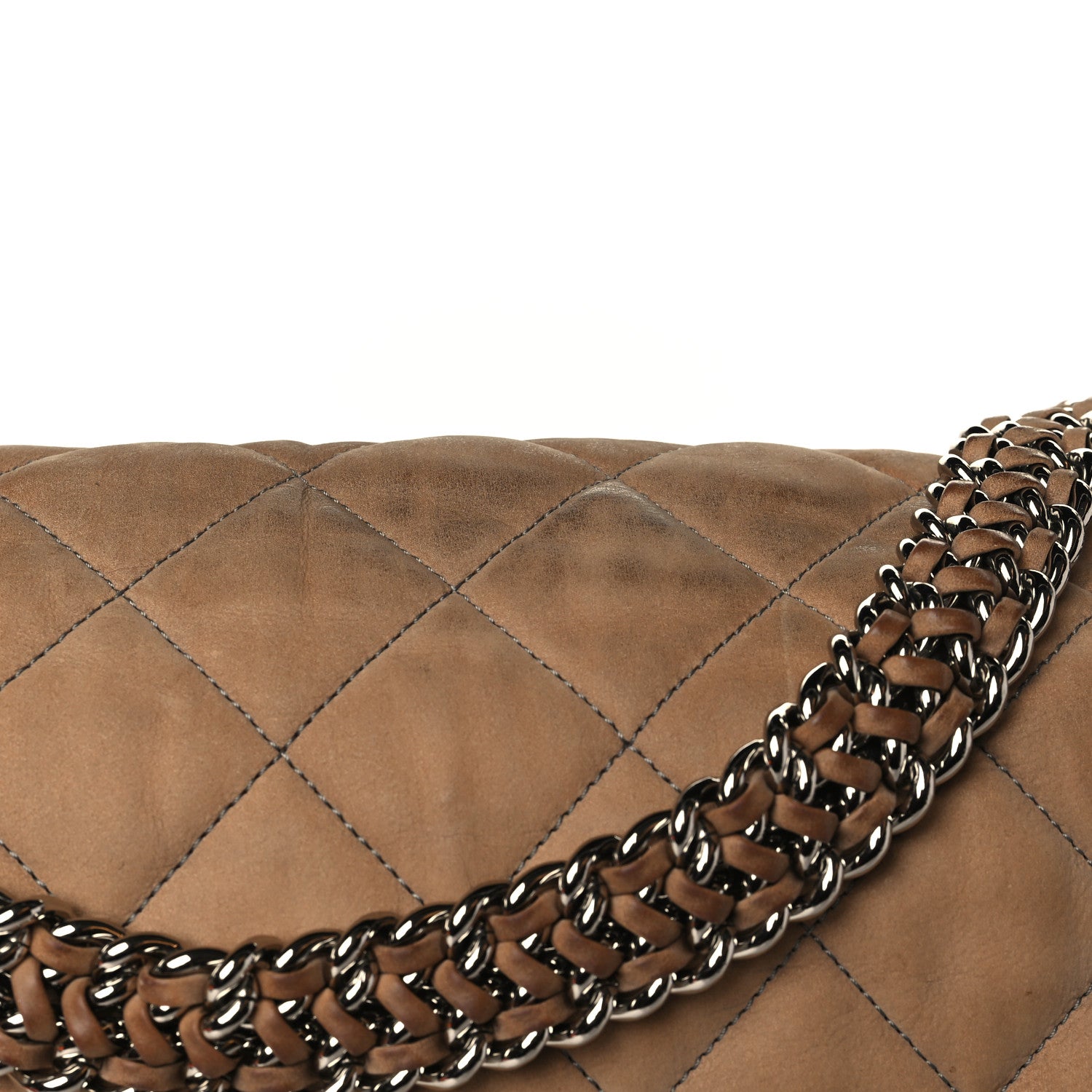 Chanel Nubuck Quilted Chain Around Maxi Flap Grey 10 of 12