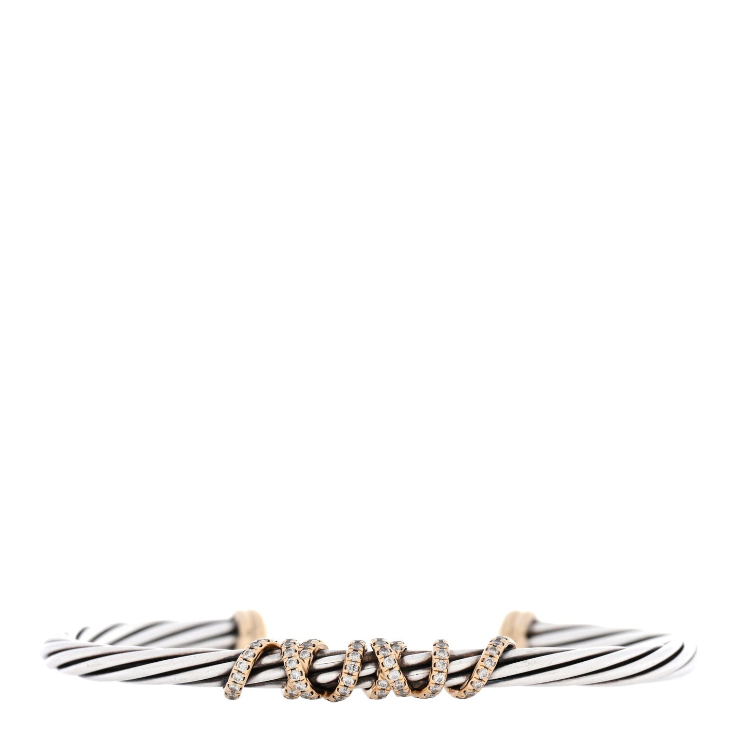 Sterling Silver 18K Yellow Gold Diamond 4mm Helena Station Bracelet