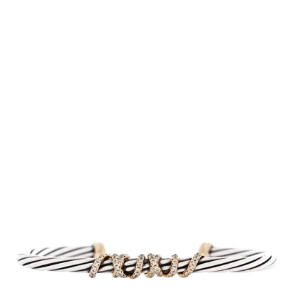David Yurman Sterling Silver 18K Yellow Gold Diamond 4mm Helena Station Bracelet 2 of 3