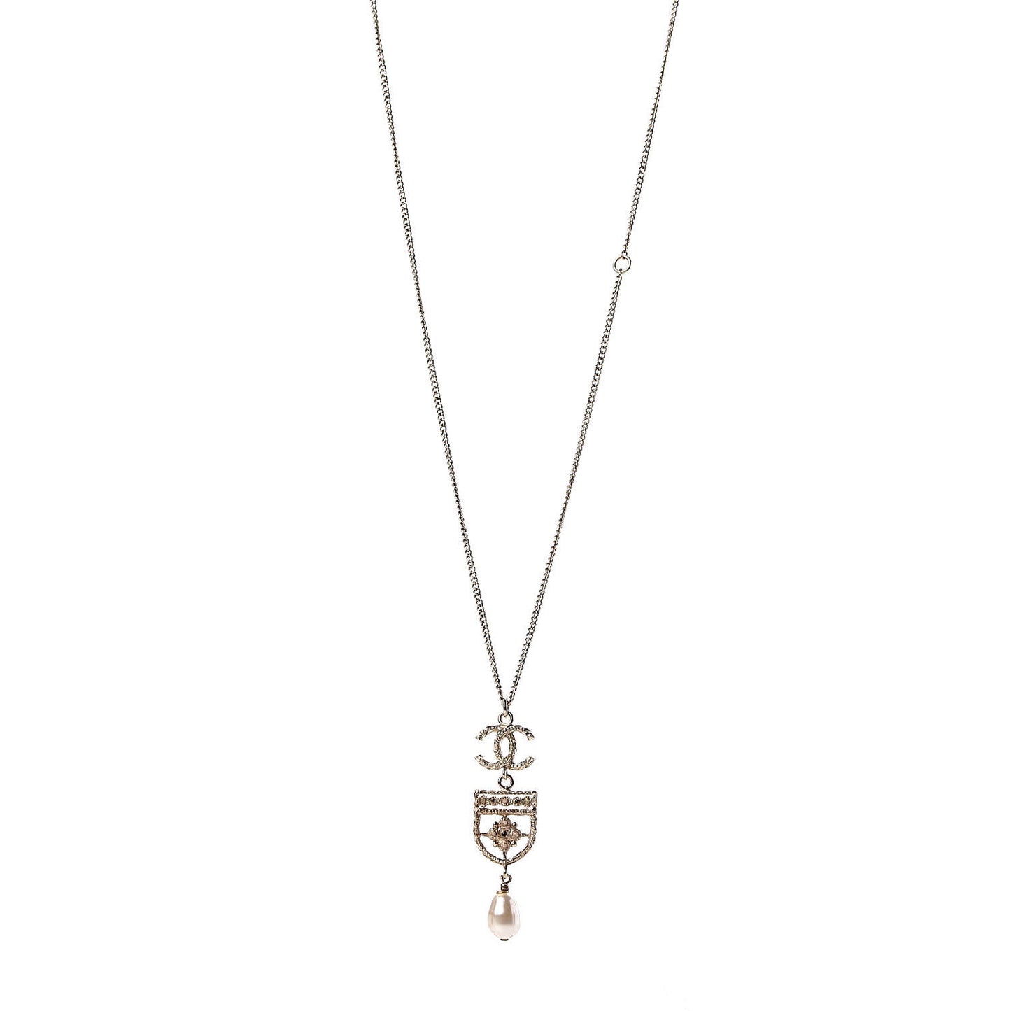 Pearl CC Drop Necklace Gold