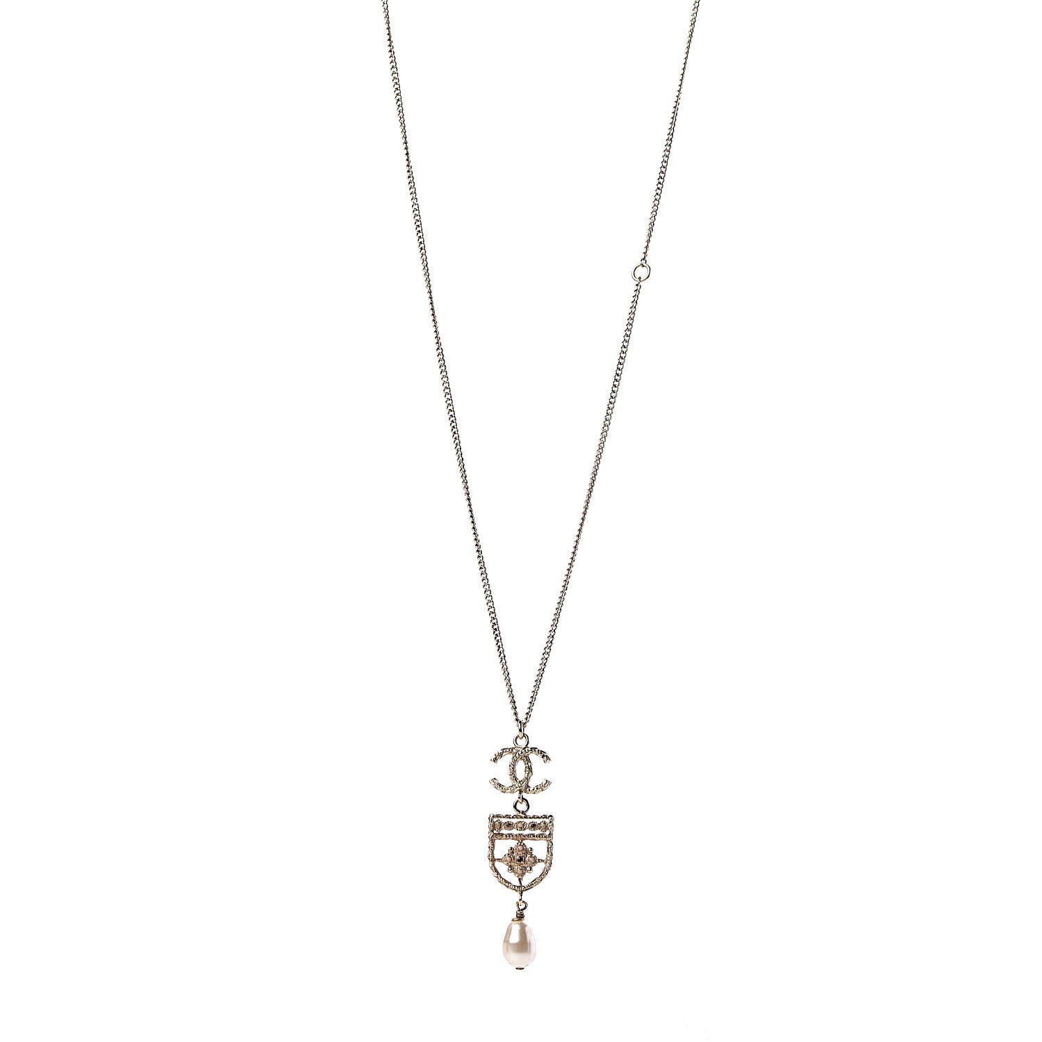 Chanel Pearl CC Drop Necklace Gold 1 of 6