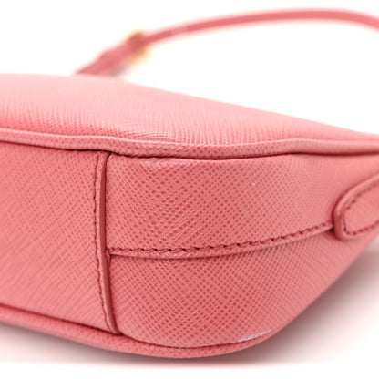 Prada Saffiano Metal Mini Shoulder Bag Pink 10 of 11