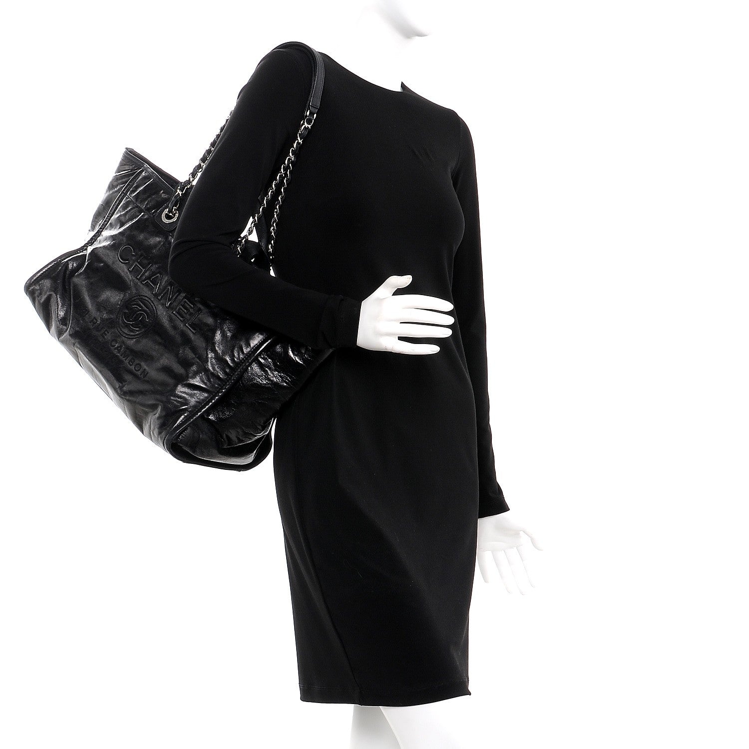 Chanel Glazed Calfskin Large Deauville Tote Black 2 of 7