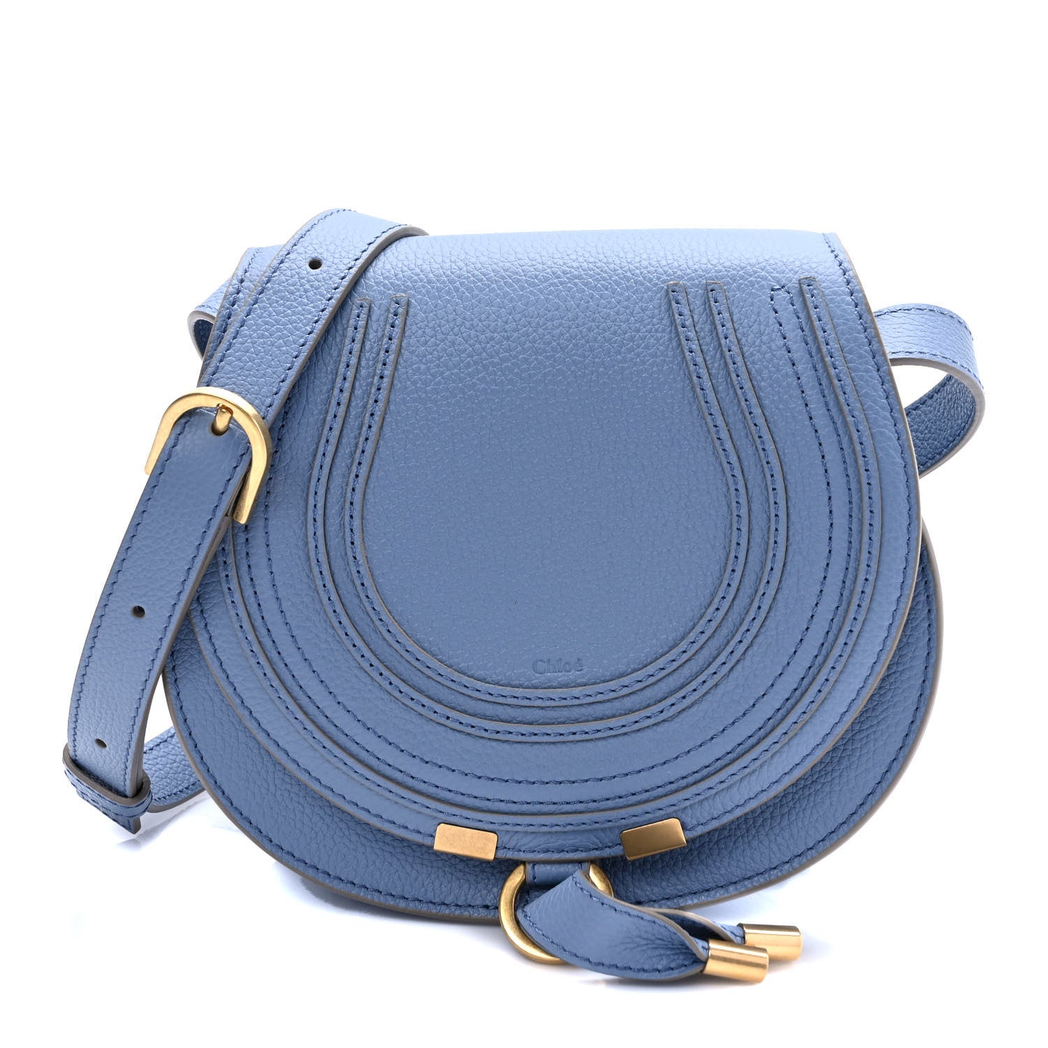 Chloe Grained Calfskin Small Marcie Saddle Bag Shady Cobalt 1 of 8