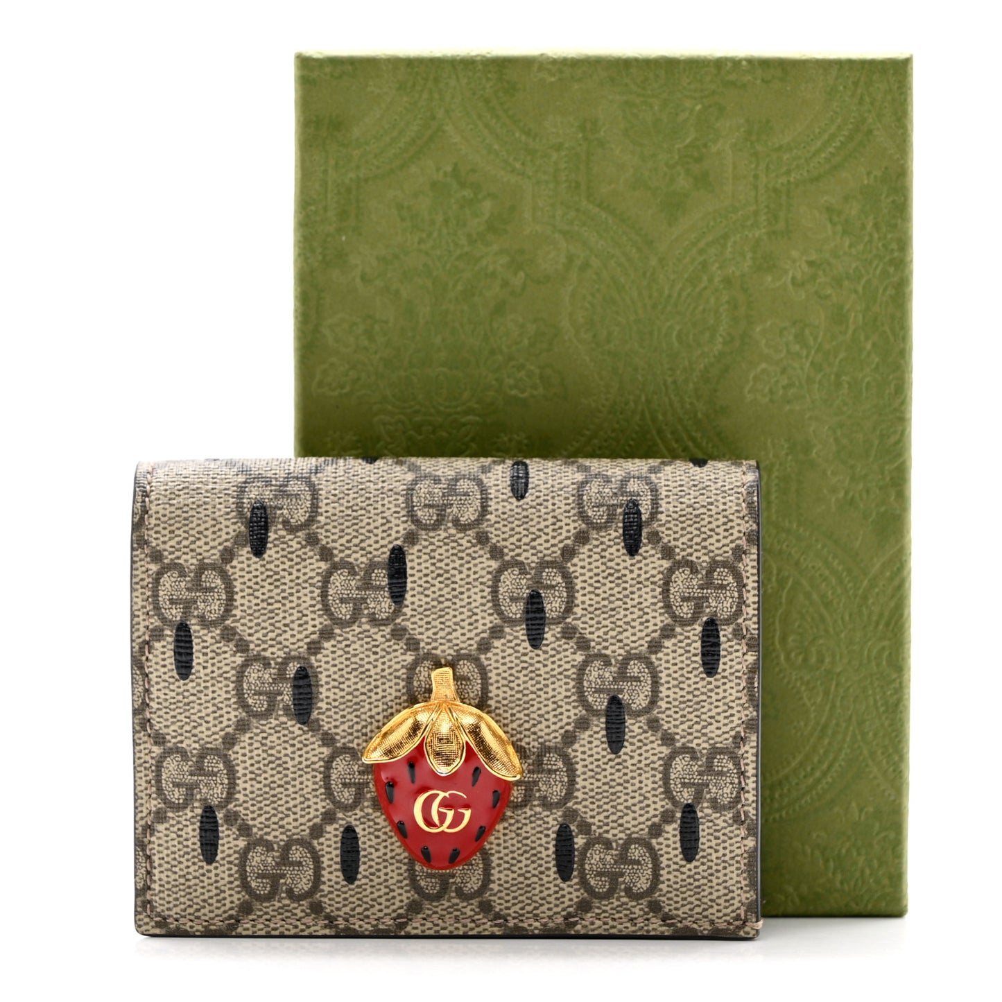 GG Supreme Monogram Double G Strawberry Card Case