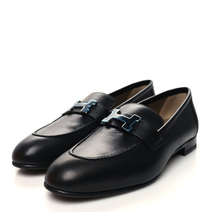 Hermes Goatskin Womens Paris Loafers 37 Black 3 of 9
