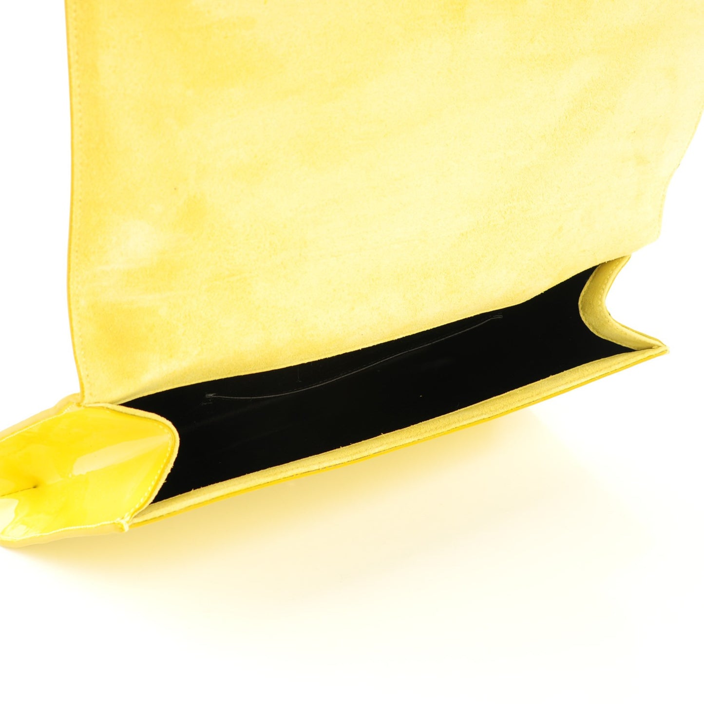 Patent Calfskin Monogram Large Belle De Jour Clutch Yellow