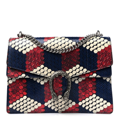 Gucci Snakeskin Cubic Medium Dionysus Shoulder Bag Red White Blue 1 of 12