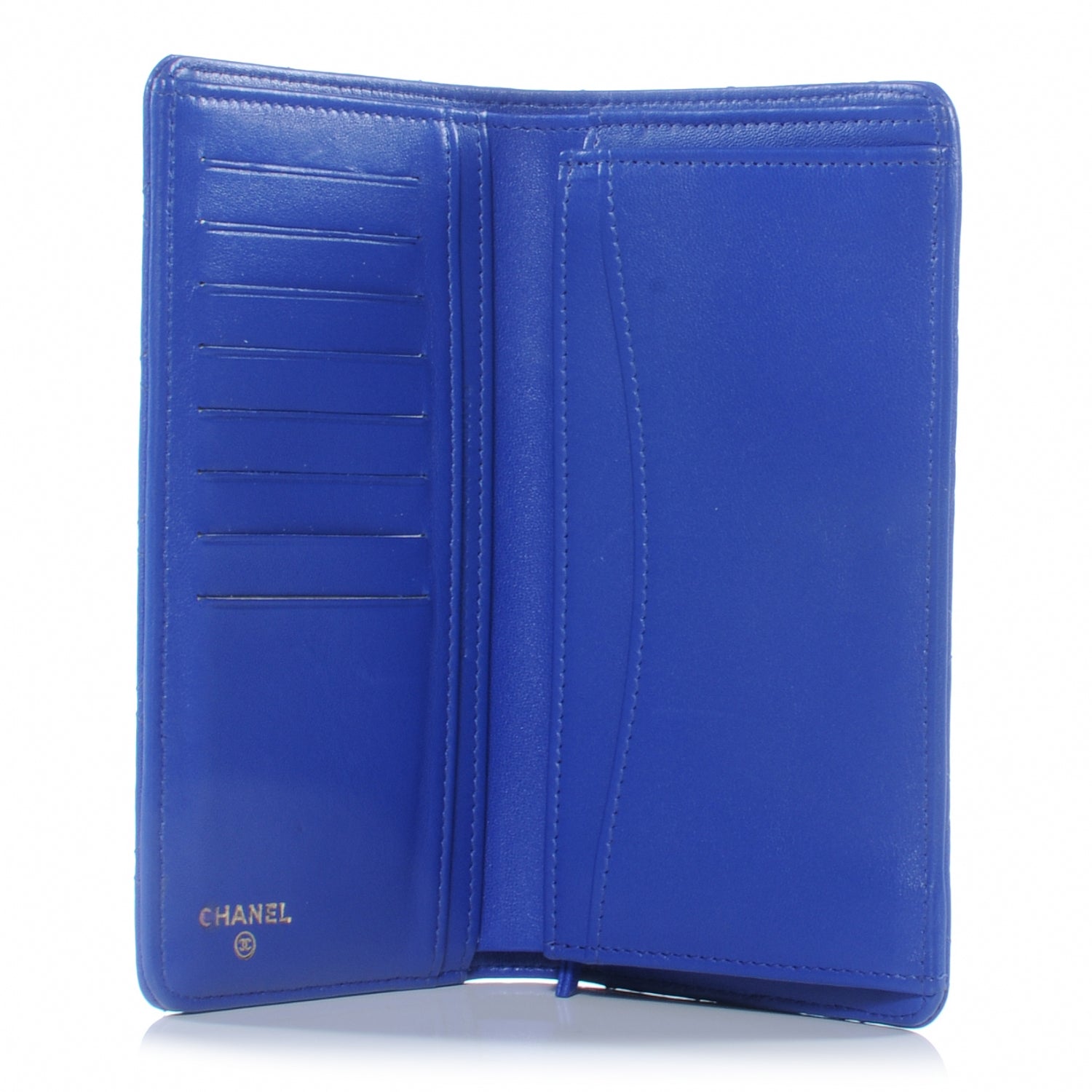 Chanel Lambskin Quilted Yen Wallet Bright Blue 5 of 8