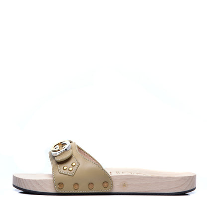Gucci Calfskin Interlocking G Slide Sandals 38 Diagonal Beige 1 of 10