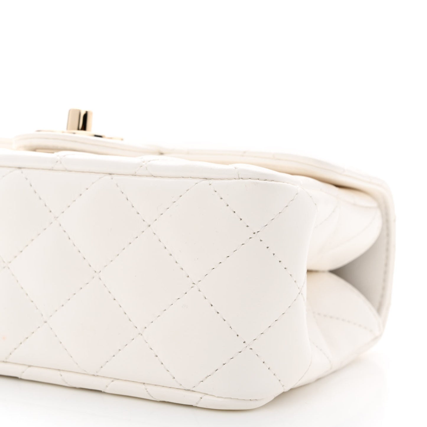 Lambskin Quilted Mini Crystal Top Handle Rectangular Flap White