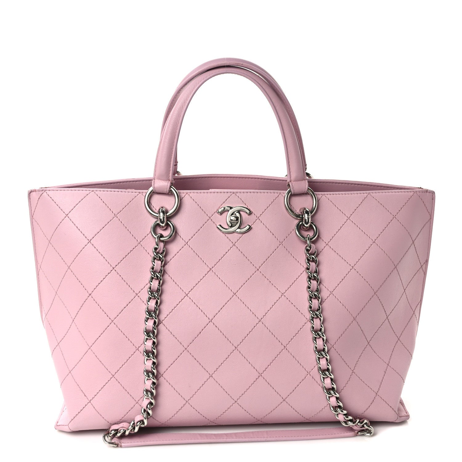 Chanel Calfskin Stitch Medium Ring My Bag Shopping Tote Pink 1 of 14