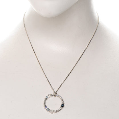 David Yurman Sterling Silver Diamond Blue Topaz Iolite Aquamarine Confetti Pendant Necklace 2 of 5