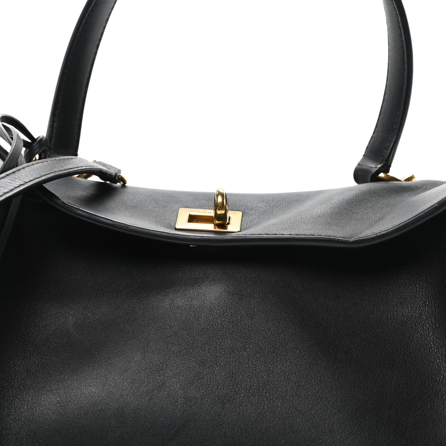 Balenciaga Natural Smooth Calfskin Small Rodeo Top Handle Handbag Black 7 of 9
