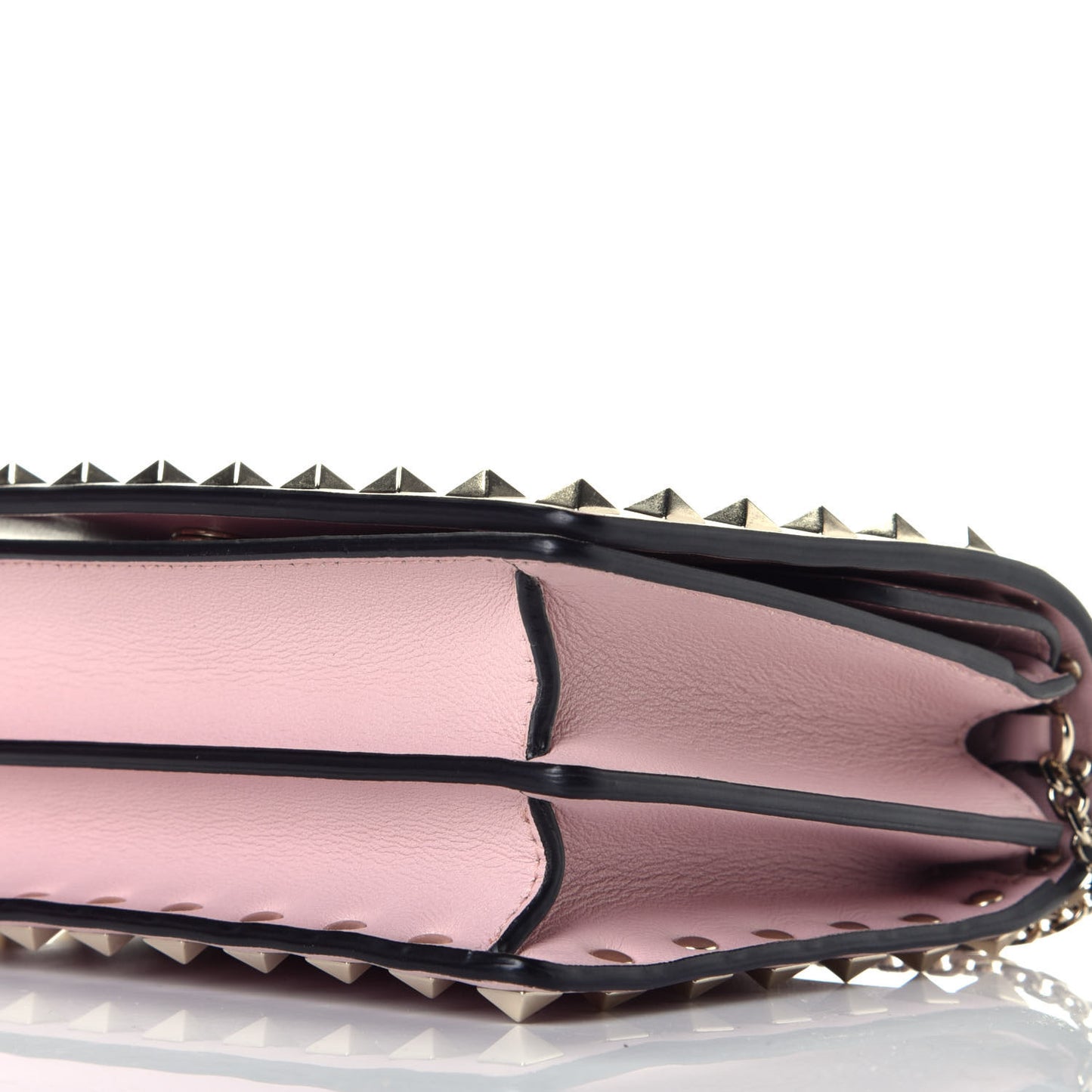 Calfskin Rockstud Wallet on Chain Water Rose