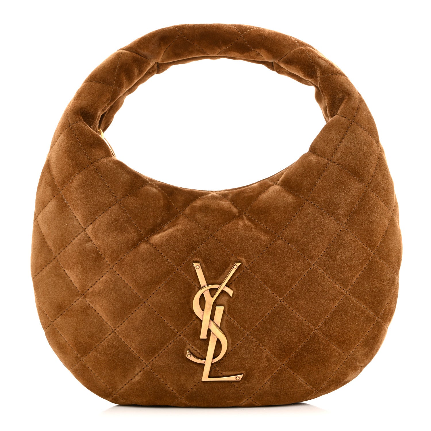 Saint Laurent Suede Quilted Icarino Bag Caramel Cognac 1 of 10